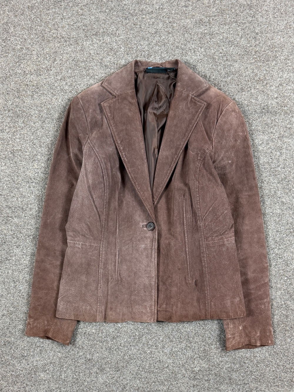 Vintage Relativity Brown Suede Leather Short Blazer Jacket Women’s Large Y2K